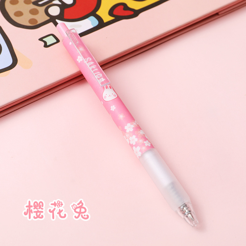 Cherry RabbitCherry rabbit Roller ball pen Simplicity girl ins Press type Black water pen student examination study to work in an office Press to start 0.5
