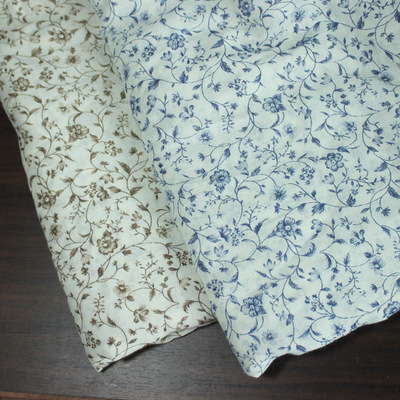 taobao agent Blue coffee flower thin gauze soft fabric half -meter baby dress bjd fabric handmade DIY