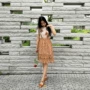 Mùa hè 2017 phiên bản Hàn Quốc mới của áo thun cổ tròn móc hoa dây đeo openwork đầm hai mảnh giảm béo Một chiếc váy chữ nữ - A-Line Váy váy suông chữ a cho người béo