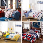 Tinh khiết bông bốn mảnh phong cách Châu Âu và Mỹ Người Anh phong cách Địa Trung Hải trẻ em của bộ đồ giường phòng quilt cover sheet bìa