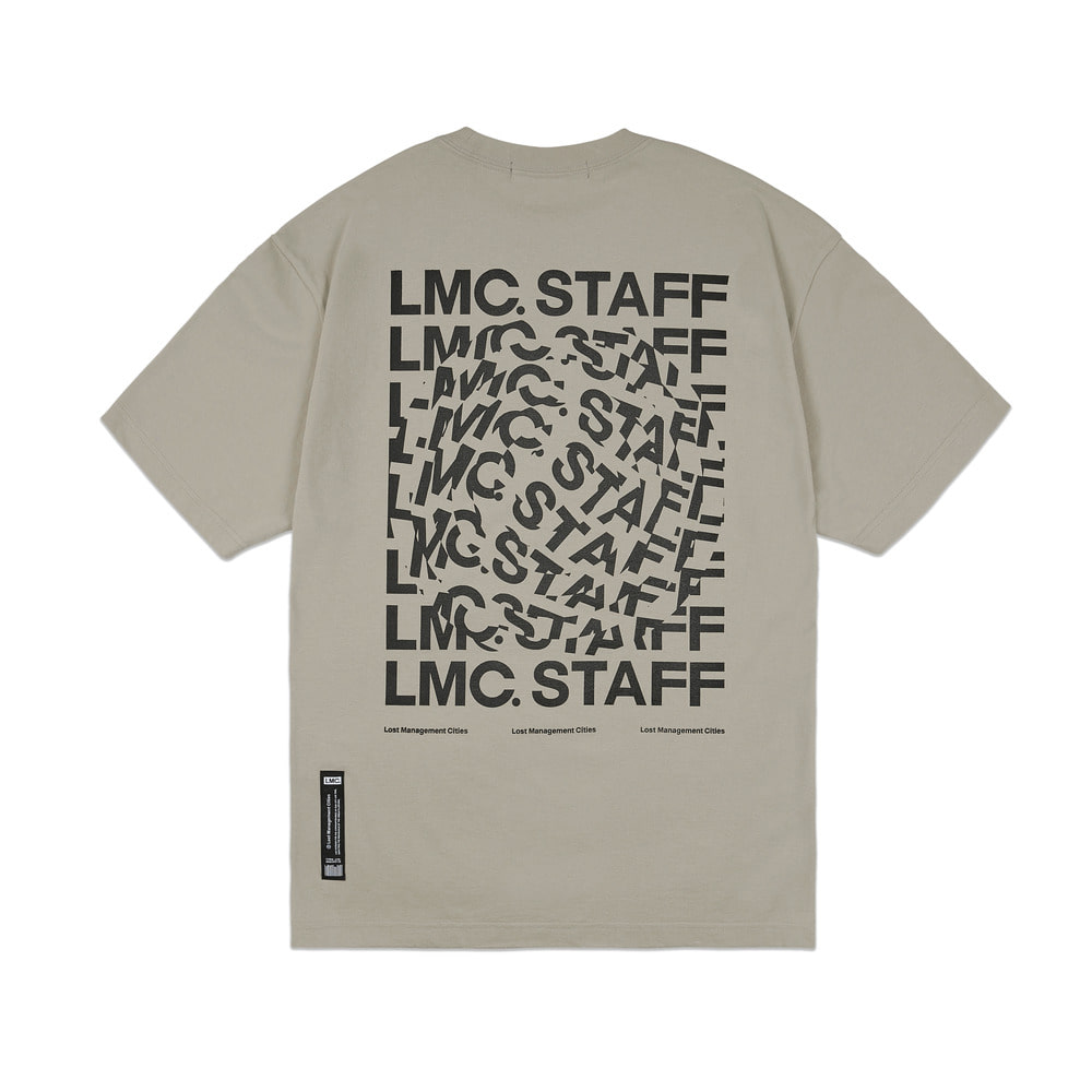 Beige beige / high quality[ RE コ ン テ ナ ] LMCSTAFF21FW whole employee vortex printing Crew neck lovers Short sleeve T-shirt