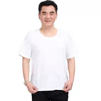 Áo thun cotton nam cho nam Mùa hè trung niên Mùa hè Grandpa Cotton tay áo ngắn Áo sơ mi trắng - Áo vest áo lót nam dài tay