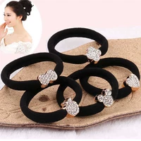 5-100 Hàn Quốc liền mạch kim cương đậm phim hoạt hình headband tóc buộc cao màu đen ban nhạc cao su đàn hồi mũ nón đơn giản - Phụ kiện tóc trâm cài cổ trang