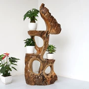 Root khắc khung phòng khách gỗ rắn nghệ thuật tự nhiên gốc cây trong nhà bonsai nhiều lớp long não gỗ trang trí sàn kệ - Các món ăn khao khát gốc