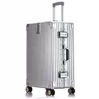 Vỏ xe đẩy hợp kim nhôm-magiê phổ biến bánh xe nam và nữ 20 inch kim loại đầy đủ hành lý kinh doanh 24 inch khung nhôm vali - Va li giá vali