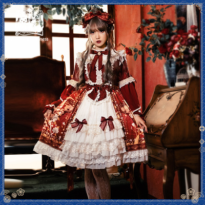 taobao agent Meow Ai Qing Cathighness original gorgeous laid lolita Chinese Bird Yunxuan spot small high waist OP