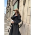 áo khoác jean nữ Mihuajia [Louvre City] Áo khoác len hai mặt dáng rộng hai bên màu xám đậm Áo khoác nữ cao cấp thiết kế mẫu áo khoác lông nữ đẹp Trench Coat