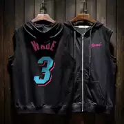 Heat Wade bóng rổ trùm đầu vest thể thao mùa hè mặc xu hướng nam áo khoác thể dục không tay sắt - Áo thể thao