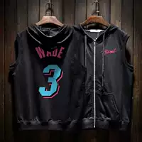 Heat Wade bóng rổ trùm đầu vest thể thao mùa hè mặc xu hướng nam áo khoác thể dục không tay sắt - Áo thể thao áo khoác nữ thể thao