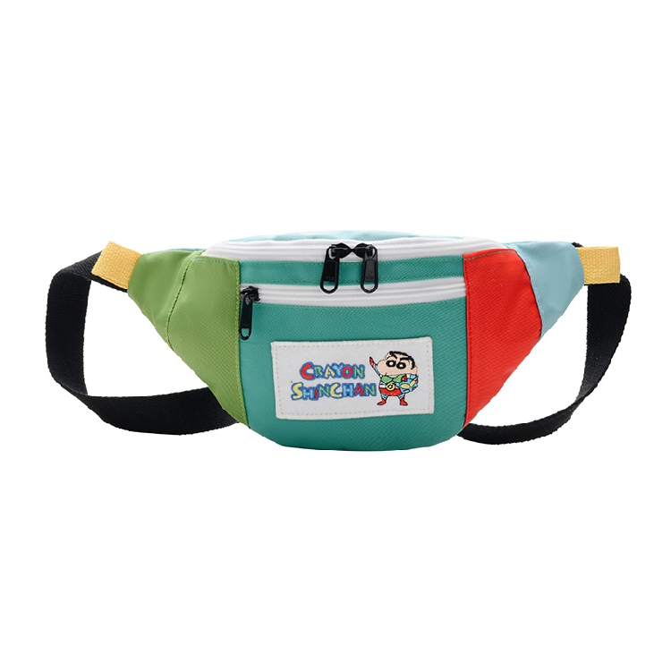 Green2020 Crayon Shin Chan paragraph lovely Chest pack Female bag summer new pattern Messenger Versatile One shoulder Small bag Color contrast bag