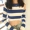 Hàn quốc chic phong cách sọc màu strapless đoạn ngắn mỏng giảm béo hoang dã dài tay len áo len nữ mùa thu áo sơ mi