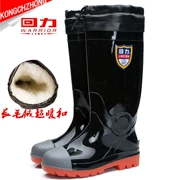 Kéo lại ủng đi mưa sang trọng cho nam mùa đông ống cao ấm áp chống trượt mưa giày cao su giày người lớn giày nước 608