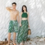 Cặp đôi quần short váy ngắn cặp đôi thủy triều đỏ tình yêu váy hè 2019 mới rung động bên bờ biển tuần trăng mật - Vài đồ bơi đồ đôi trắng đi biển	