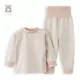 Le Beixiong bé màu cotton đồ lót phù hợp với bé cao eo bảo vệ bụng quần áo mùa thu quần cotton sơ sinh mùa thu và dịch vụ nhà mùa đông - Quần áo lót