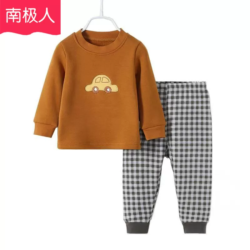 Trẻ em Nam Cực cộng với nhung dày đồ lót nhiệt phù hợp với nam và nữ bé mùa thu và mùa đông quần áo đồ lót quần áo trẻ em - Quần áo lót