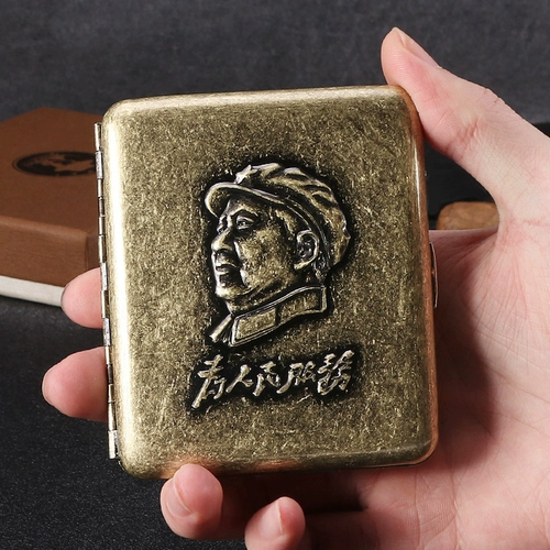 Мужской бронзовый ретро портсигар, портативная металлическая трехмерная подарочная коробка