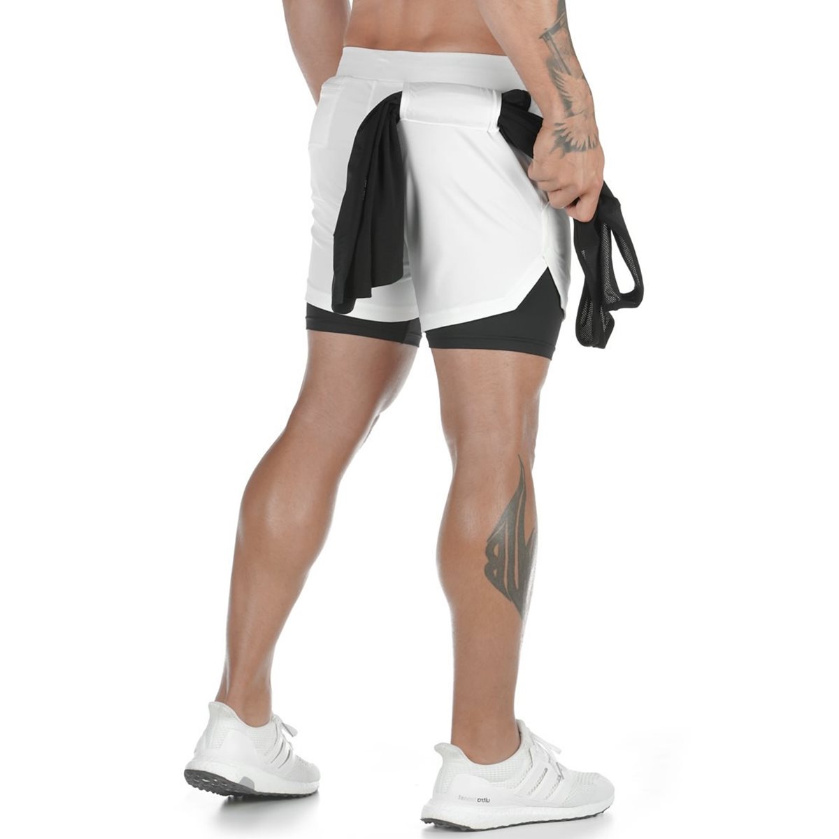 White2020menworkoutsportshortsmalegymfitnessshortpants