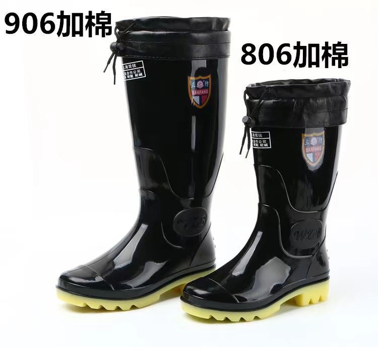 Rửa xe đi mưa ủng đi mưa giày công sở trang web Gaobang cộng với lò mổ cashmere ống cao mùa đông cộng với xưởng chế biến bông thấp - Rainshoes