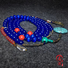 Украшения на шею 古玩古董宫廷深蓝猫眼石朝珠清代东珠佛珠108多宝项链民俗老物件