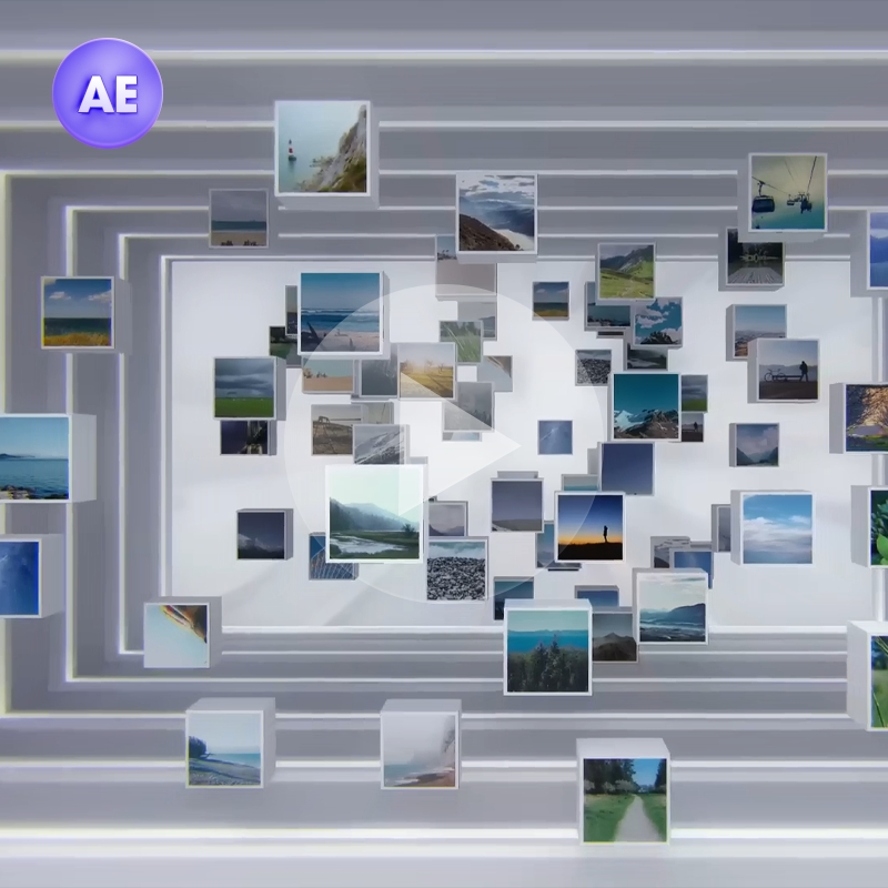 立方体相册企业Logo展示AE工程文件动效动态演示视频AEP模板素材
