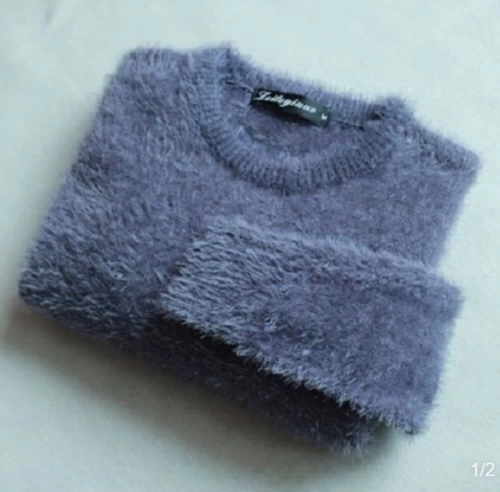 Зимний трикотажный свитер, лонгслив, приятное телу бархатное термобелье, V-образный вырез