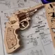 Robotimeruoke bằng gỗ M60 súng ngắn mô hình đầu gỗ lắp ráp mô hình cậu bé đồ chơi thủ công