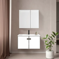 Tủ phòng tắm inox 304 phòng tắm đơn giản chậu rửa mặt gốm tích hợp chậu rửa tủ gương làm đẹp tủ tủ gương nhà tắm thông minh tủ gương nhựa phòng tắm