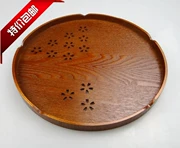 Hoa anh đào Nhật Bản rỗng khay gỗ khay nước cốc trái cây đĩa tròn tấm gỗ Châu Âu sáng tạo bộ trà khay - Tấm