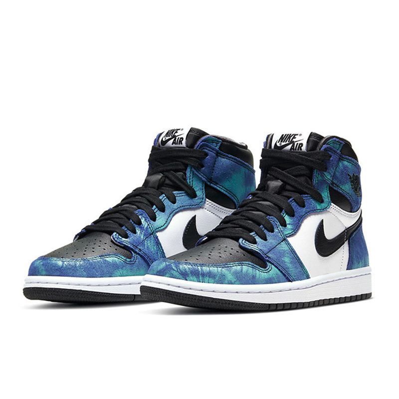 Tie-dyedquality goods Nike AJ1 Obsidian university blue Men's Shoes Black Silver Barb Biology hacker Shadow grey Gao Bang Women's Shoes