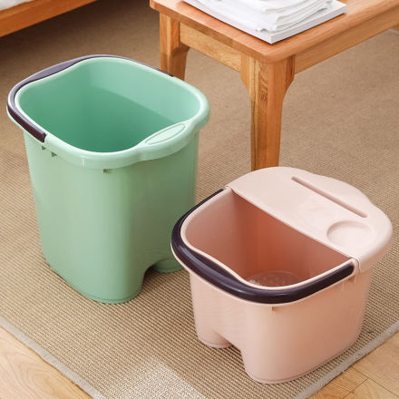 泡脚桶带盖加厚塑料洗脚桶带滚轮按摩泡脚盆足浴盆置物四季可用