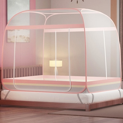 大方顶蚊帐蒙古包免安装家用双门1.5双人床1.8m宿舍单人地铺0.9米