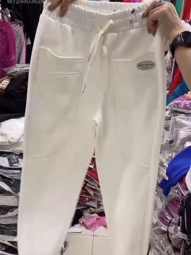 White2021 Spring new pattern white sweatpants  female Harlan Leggings easy Show thin Little feet Radish trousers candy Sports pants