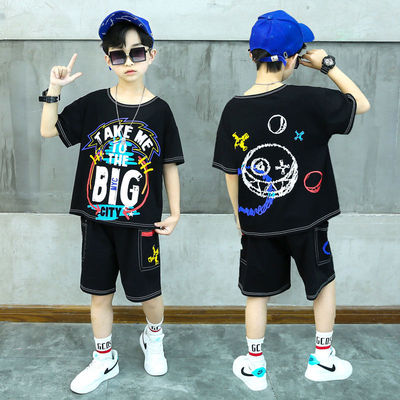 男童套装夏季中大童短袖T恤裤子两件套夏装2021新款外穿帅气韩版