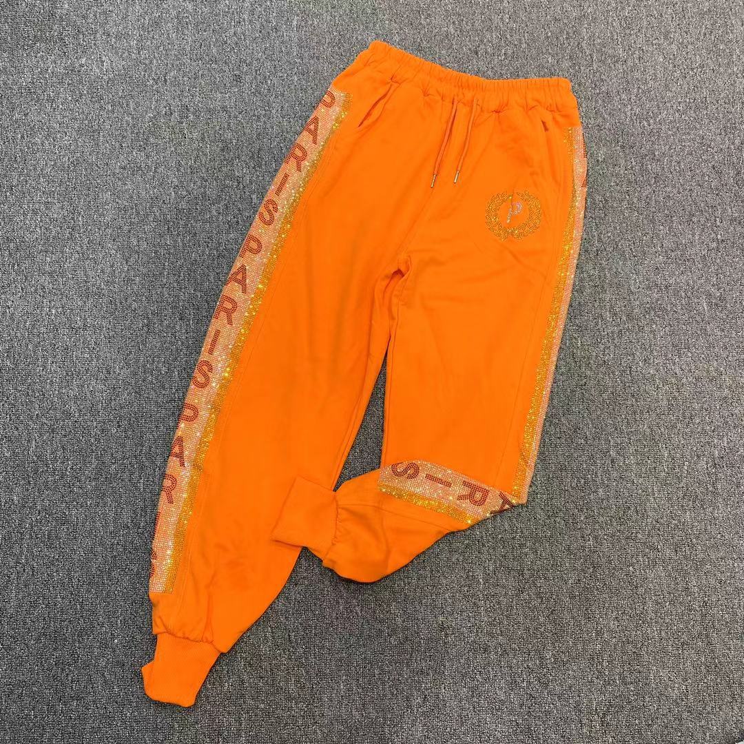 Orange2021 summer new pattern Fashion and leisure sweatpants  8155 easy motion trousers European goods heavy industry trend Tie one's feet sweatpants