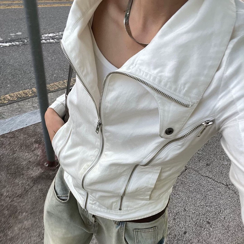 Women's Zip-Up Jacket, Turn-Down Collar, Long Sleeve Polyester Coat, casual fall style