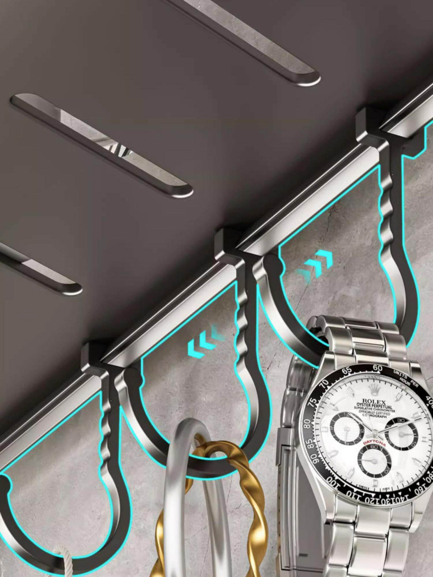 Умывальник 毛巾架卫生间免打孔壁挂网篮浴巾架洗手间收纳太空铝一体置物架