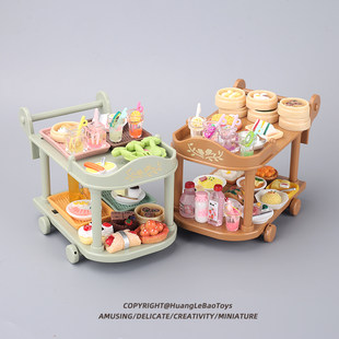 食べ物と遊びダイナートロリーミニチュアキッチンセットままごとミニ食品装飾品ドールハウスモデルのおもちゃ