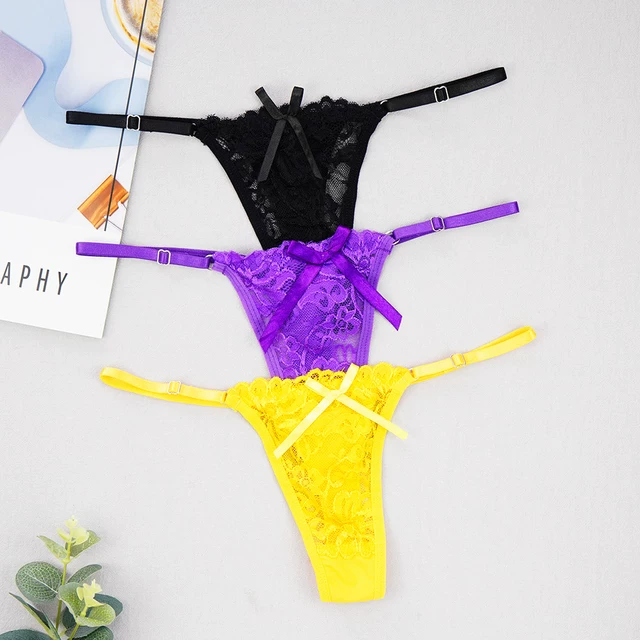 3 шт./набор женщины sexy thong трусики кружевные прозрачные