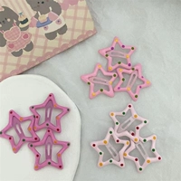 Заколки для волос «Волна» в горошек розовые со звездами 10 шт.