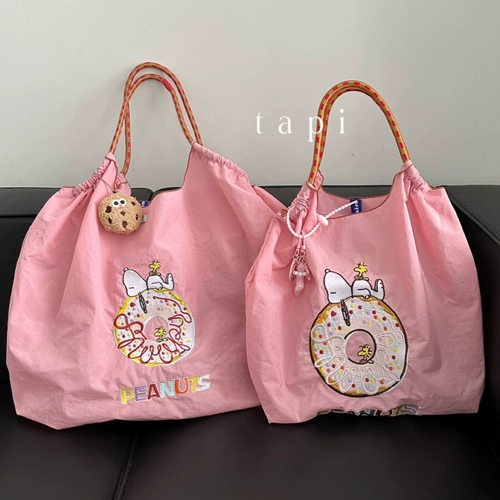 Nuby, японский пончик, экологичный тканевый мешок, нейлоновый шоппер, сумка на одно плечо, с вышивкой