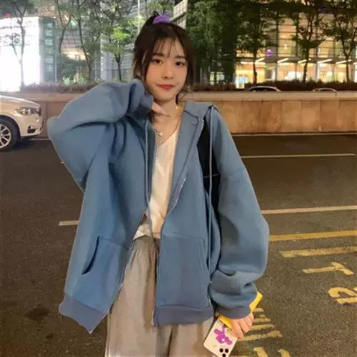 ЖЕНСКИЕ ХОРАНЖУКА стильные худи на молнии Oversized однотонные P