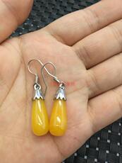 Украшения на руку 古玩古董老珠宝首饰收藏清代包银猫眼宝石耳环耳坠一对