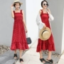 Phụ nữ mang thai mùa hè 2018 mới dài điểm sóng voan thai sản váy hai mảnh thời trang lỏng váy đầm bầu công sở hàn quốc