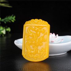 Украшения на шею 黄龙玉龙牌挂件 龙牌玉坠男士款 生肖龙牌玉佩