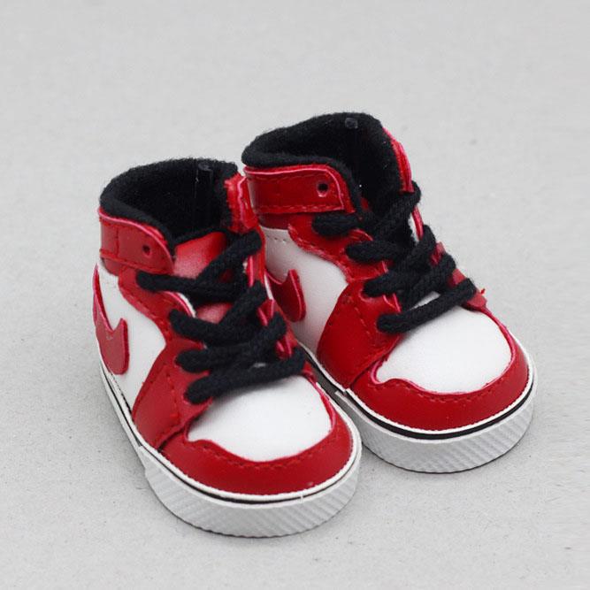 Frenulum Red And Whitegoods in stock 20cm doll use shoes Star of the same style doll Doll parts AJ5CM Baby shoes BJD1 / 6 gym shoes