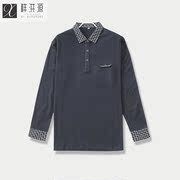 Xiang Hongyuan ve áo dài tay T-Shirt nam cotton mùa xuân mới màu rắn lỏng lòng từ bi thanh niên phần mỏng polo áo sơ mi