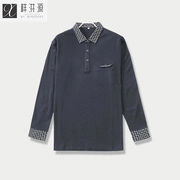 Xiang Hongyuan ve áo dài tay T-Shirt nam cotton mùa xuân mới màu rắn lỏng lòng từ bi thanh niên phần mỏng polo áo sơ mi