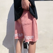 Fang Shao quần áo nam phong cách Hồng Kông mùa hè in thư giản dị quần short nam thanh niên xu hướng lỏng lẻo thể thao năm điểm quần - Quần short