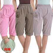 Trung niên mùa hè váy đàn hồi eo phụ nữ cắt quần mỏng cao eo thẳng quần kích thước lớn mẹ nạp bông 7 quần