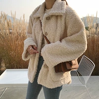 Quần áo cotton nữ 2019 mới in áo lông cừu nữ mùa đông dày áo len ngắn bf áo rộng - Bông áo khoác nữ lông vũ